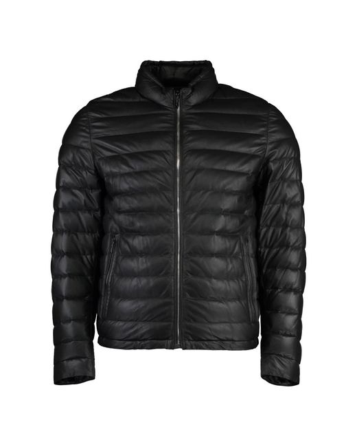 Moorer Gepolsterte lederjacke mit gänsedaunen in Black für Herren