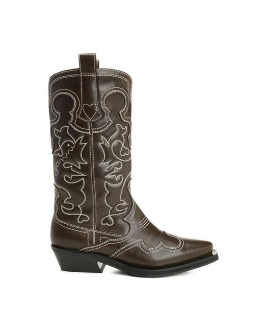 Cowboy Boots Ganni en coloris Brown