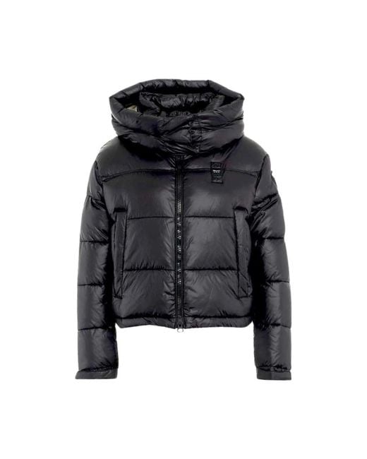 Blauer Black Schwarze steppjacke mit horizontaler naht