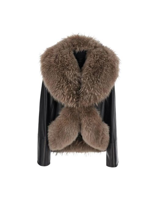 Blancha Leren En Shearling Jas in het Brown