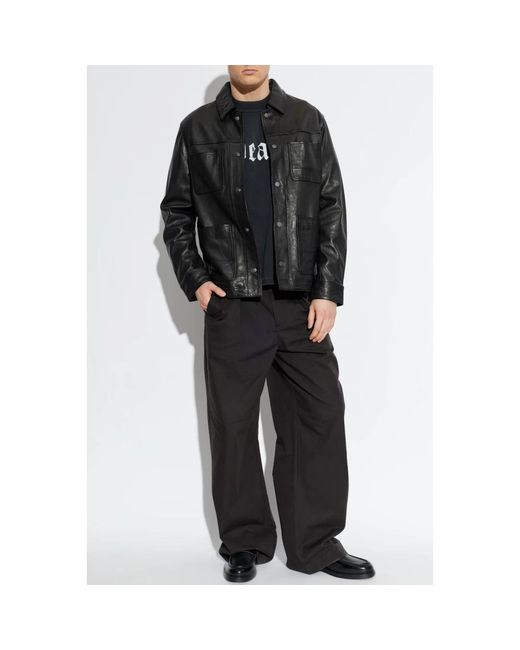AllSaints Jassen ,Zwart ,Leer Saxon Leren Jack in het Black voor heren