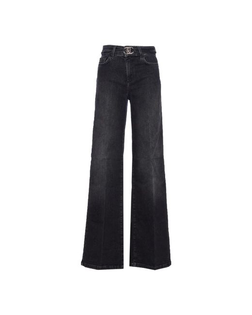 Liu Jo Zwarte Denim Flare Jeans Met Hoge Taille in het Blue
