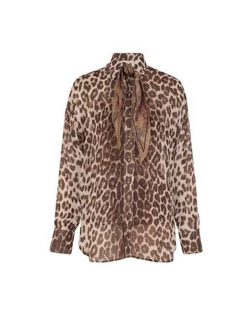 Zimmermann Overhemden ,Bruin ,Shirt Met Luipaardprint En Halsdoek in het Brown