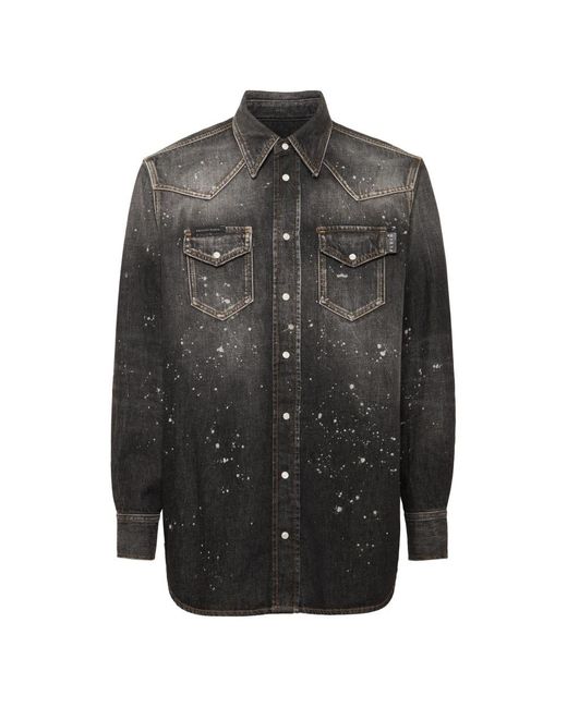 Philipp Plein Gray Denim Shirts for men