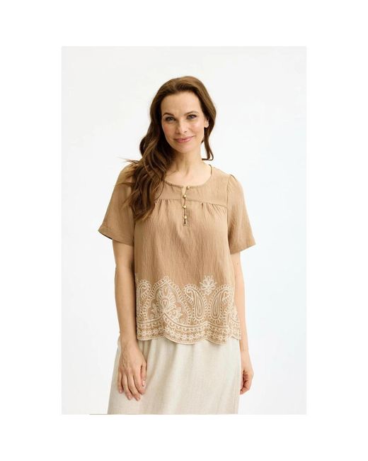 iN FRONT Overhemden ,Blouses in het Natural