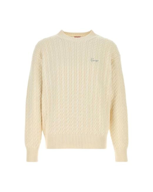 KENZO White Round-Neck Knitwear for men