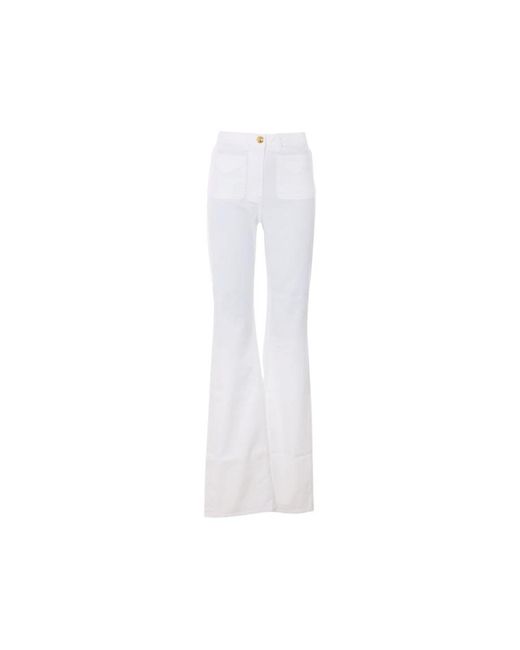 Elisabetta Franchi Jeans ,Wit ,Katoen Bell-Bottom Jeans Met Kleine Zakken in het White