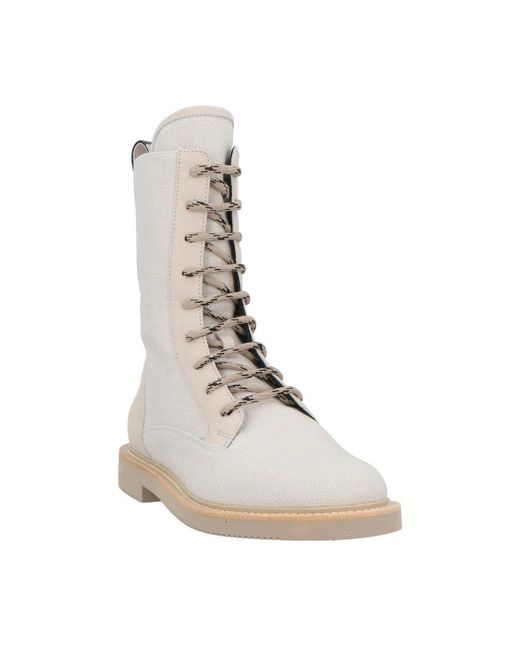 Brunello Cucinelli Natural Lace-Up Boots