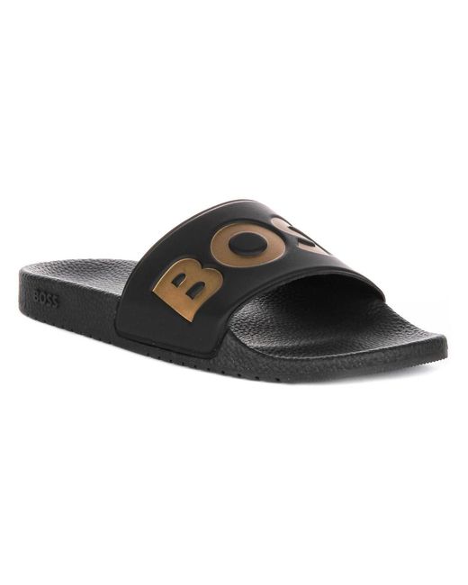 HUGO Black Sliders for men