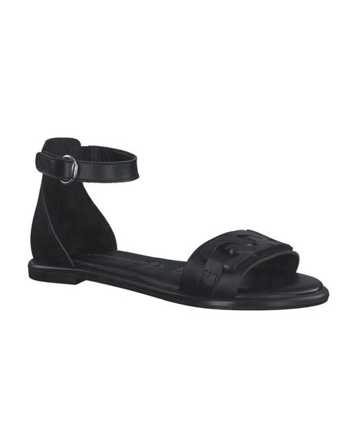 Tamaris Black Flat Sandals