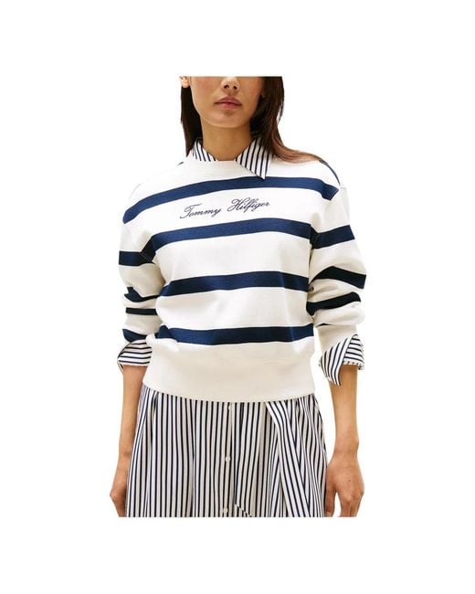 Tommy Hilfiger Script Reg Pique Sweatshirt in het Blue