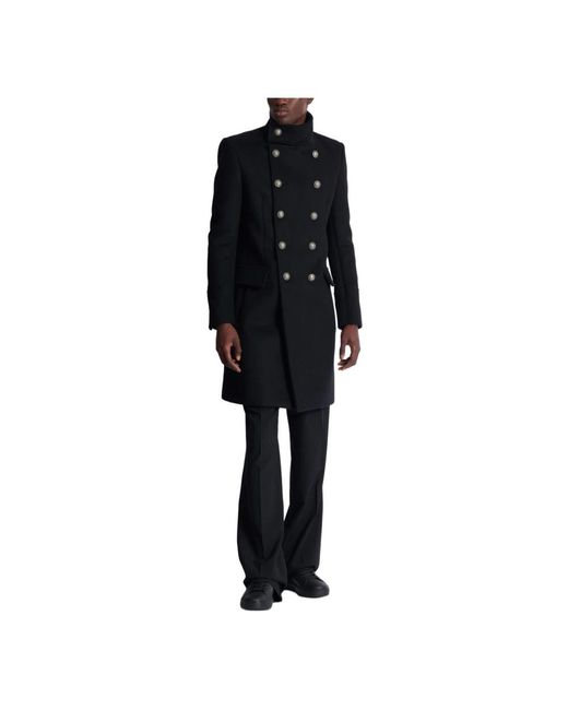 Double-Breasted Coats Balmain pour homme en coloris Black