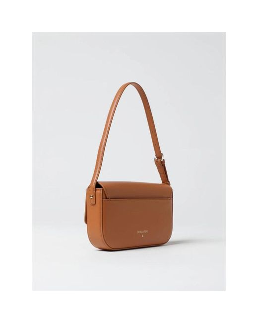 Patrizia Pepe Brown Strukturierte Lederclutch Mit Insektendetail