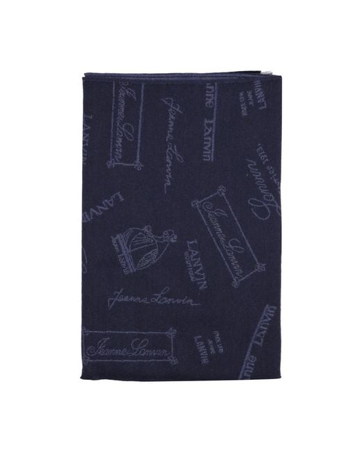 Lanvin Blue Blauer logo fransenschal