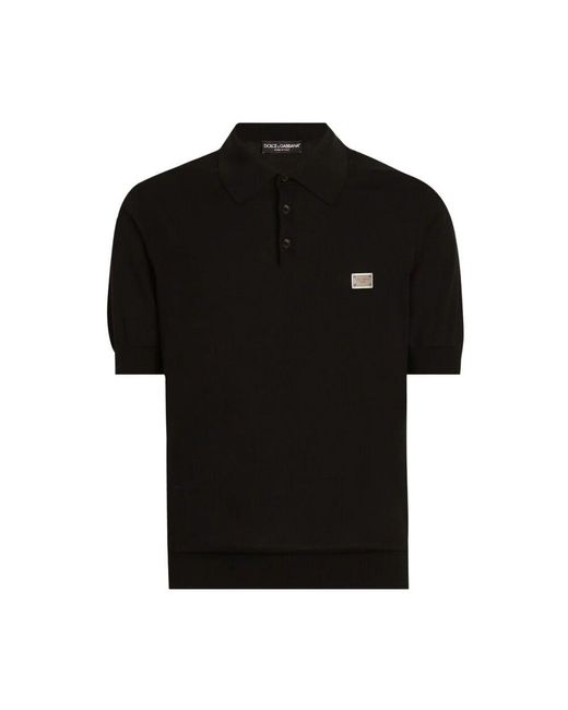 Dolce & Gabbana Schwarzer pullover mit knopfleiste kurze ärmel in Black für Herren