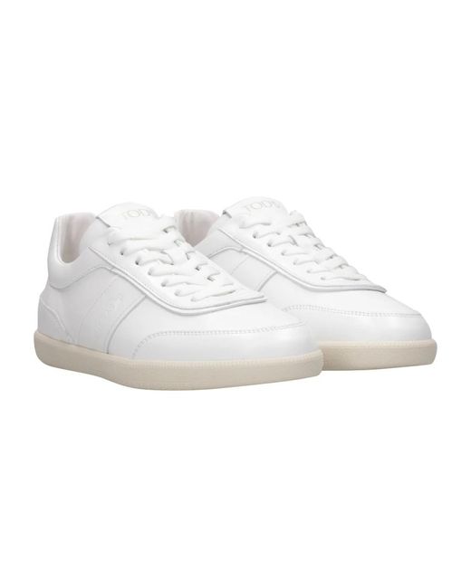 Tod's Weiße ledersneakers mit geprägtem logo in White für Herren