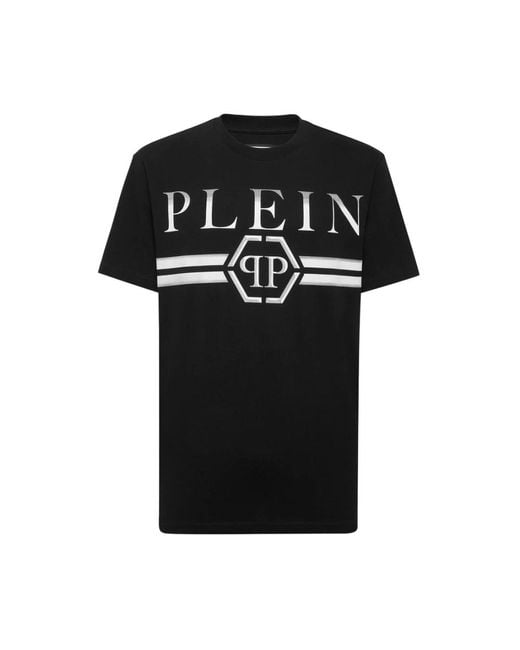 Philipp Plein Zwart Logo Print Gestreept T-Shirt in het Black voor heren