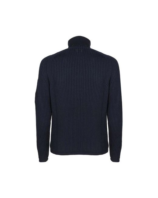 C P Company Schwarzer Wollpullover Mit Schildkrötenhals Und Reißverschlusstasche in Blue für Herren