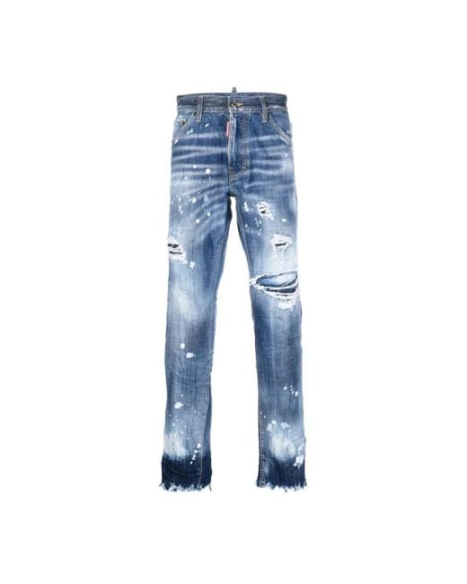 DSquared² Zerrissene slim fit blaue jeans in Blue für Herren
