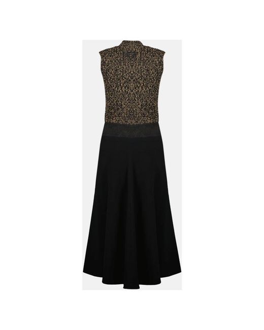 Prada Long Wool Dress in het Black
