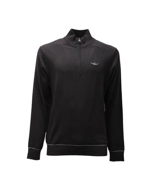 Aeronautica Militare Wollpullover Halb Zip Stil in Black für Herren