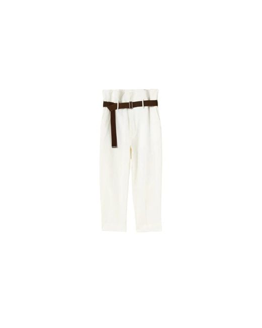 Plan C White Cropped Trousers