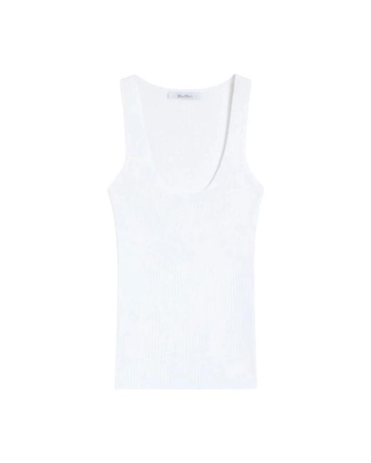 Max Mara White Sleeveless Tops
