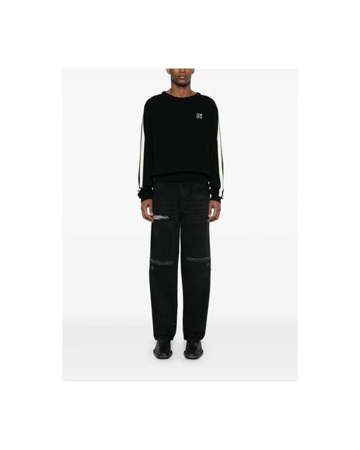 Palm Angels Black Round-Neck Knitwear for men
