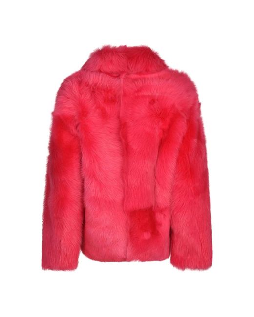 P.A.R.O.S.H. Red Faux Fur & Shearling Jackets