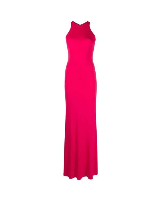 Elisabetta Franchi Pink Red Carpet Fuchsia Dress With Micro Chains