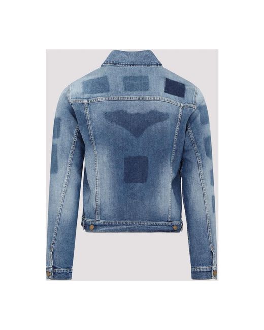 Martine Rose Logo-patch denim jacket badges wash in Blue für Herren