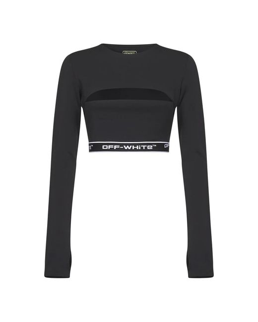 Off-White c/o Virgil Abloh Zwarte Crewneck Lange Mouw Top in het Black