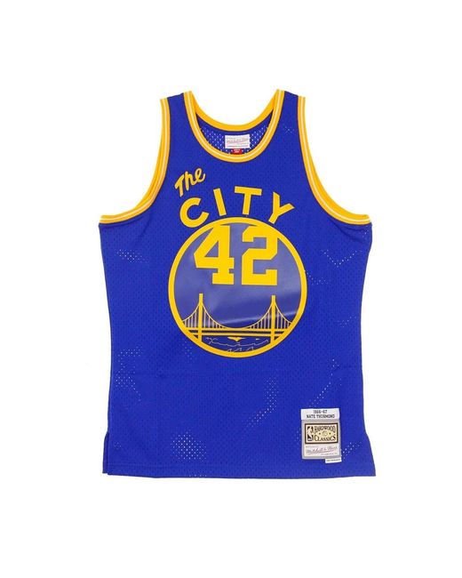 Mitchell & Ness Fitness ,Blauw ,Polyester Retro Nba Basketball Tanktop in het Blue voor heren