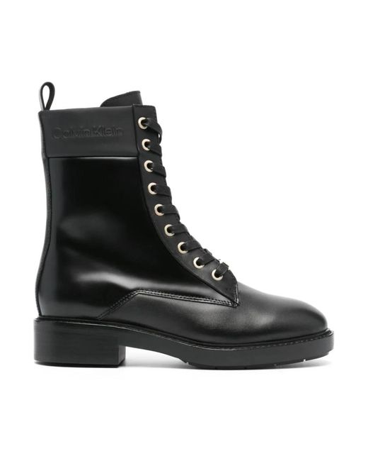 Calvin Klein Black Lace-Up Boots