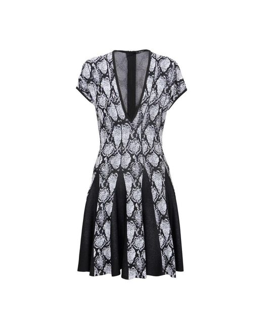 Balmain Black Kleid mit schlangenmuster-jacquard