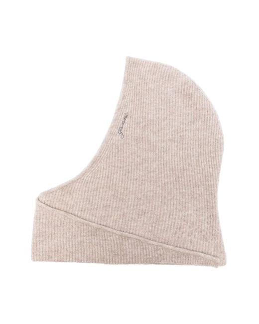 Ganni Soft Wool Balaclava in het Natural
