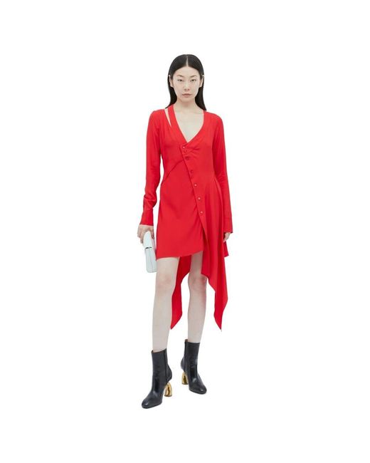 Stella McCartney Red Asymmetrisches cut-out kleid