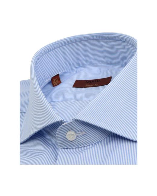 Barba Napoli Blue Formal Shirts for men