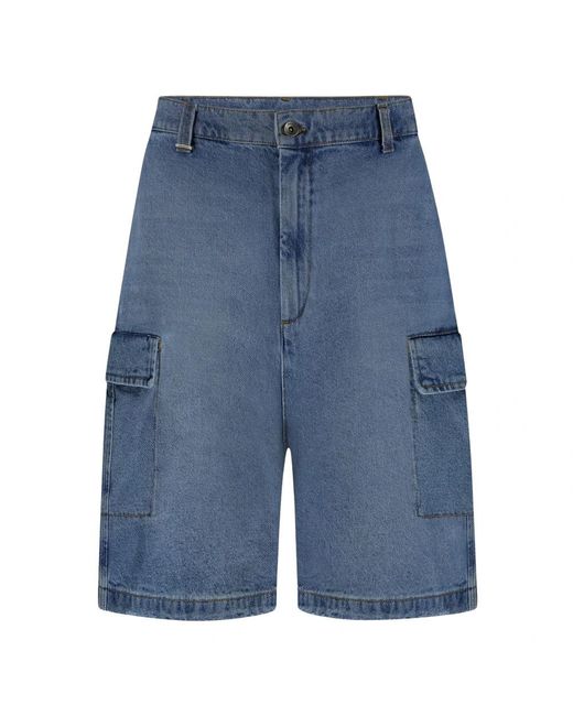 flâneur Korte Broeken ,Blauw ,Denim Blauwe Denim Cargo Shorts in het Blue voor heren