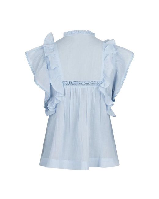 Neo Noir Overhemden ,Blauw ,Lichtblauwe Voile Blouse in het Blue