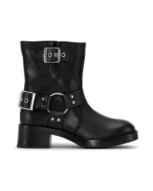 JoDis Black Schwarze bikerboots mit harness-details