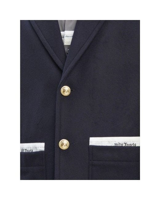 Palm Angels Blue Single-Breasted Coats for men