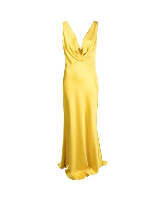 Pinko Yellow Abendkleid aus Satin