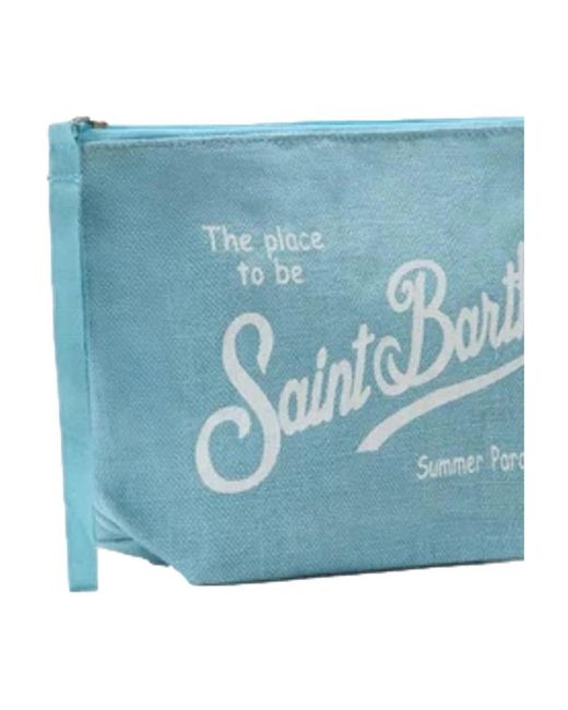 Mc2 Saint Barth Aline Linen Clutch Bag in het Blue