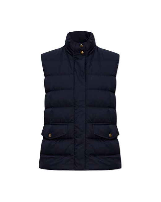 Moncler Jassen ,Blauw ,Leer Donsvest Besset in het Blue