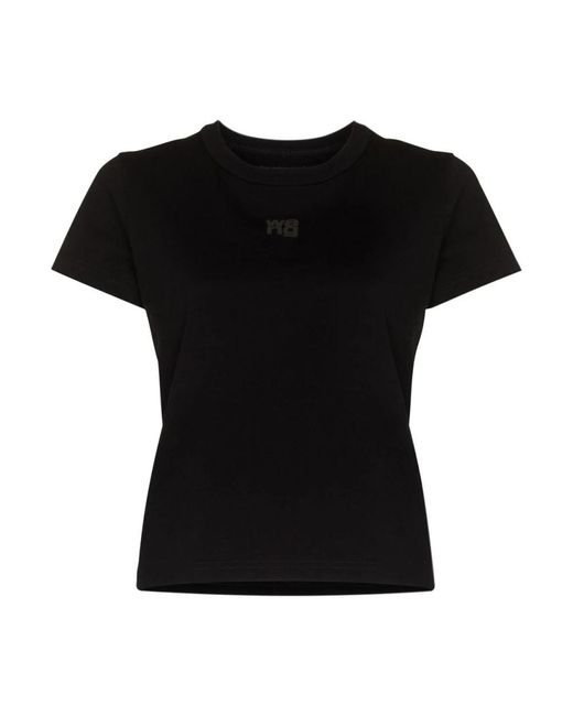 Camiseta de algodón negra con logo Alexander Wang de color Black