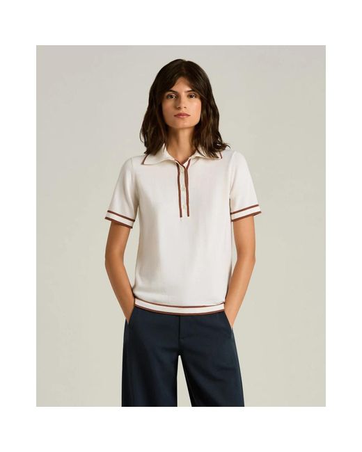 Kiton Tops ,Wit ,Wol Fijne Wollen Poloshirt Met Contrasterende Afwerking in het White
