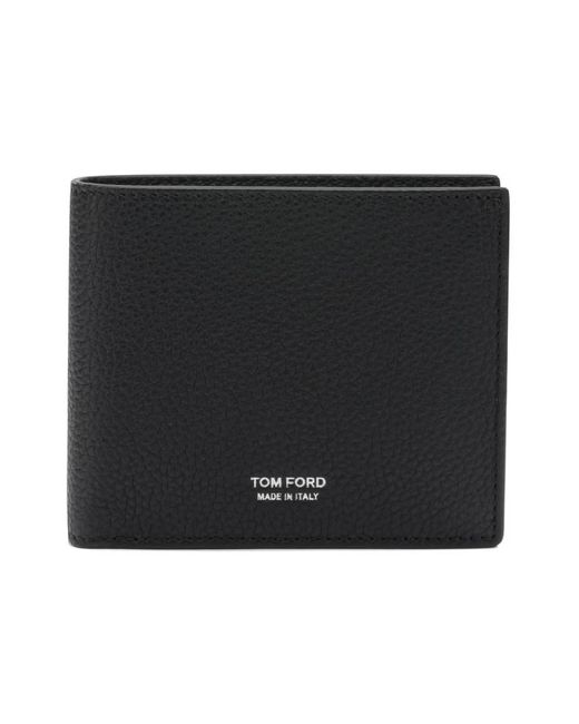 Tom Ford Accessoires ,Zwart ,Leer Grain Leather Classic Bifold Wallet in het Black voor heren