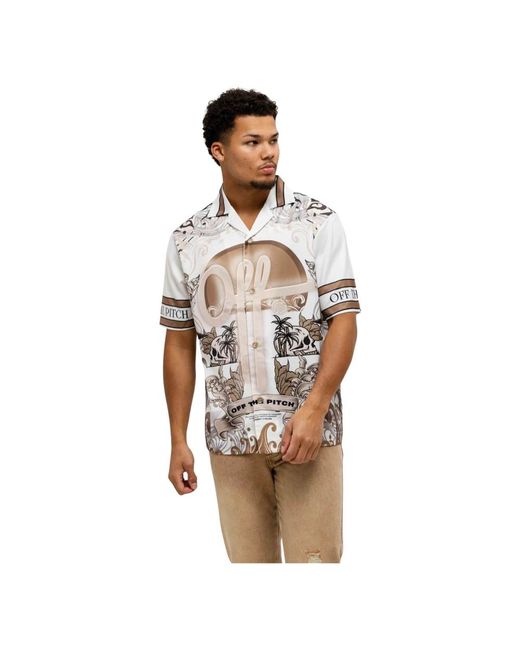 Off The Pitch Hawaiien Bri Hemd Weiß/Braun Herren in White für Herren