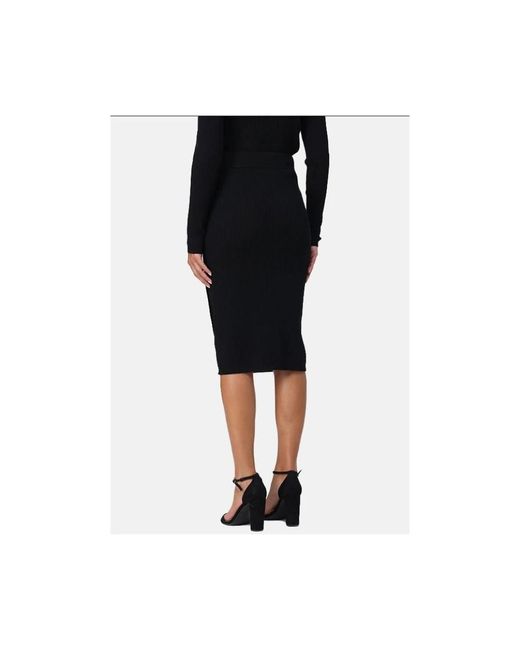 Pinko Rokken ,Zwart ,Geribbelde Midi Rok Met Knopen in het Black